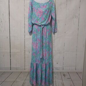 Lilly Pulitzer Odella Maxi Dress S Amalfi Blue Best Fishes Vacation Resortwear